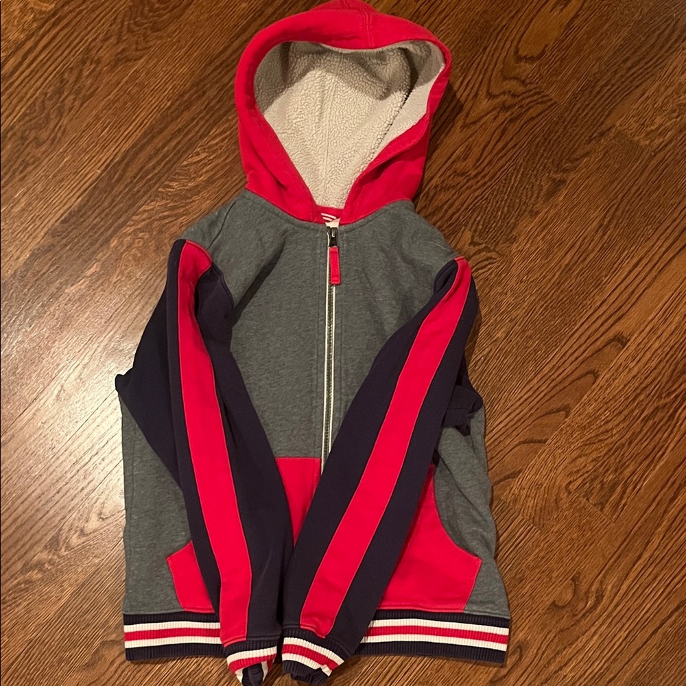 Hanna Andersson Kids Red & Gray Hooded Zip Jacket